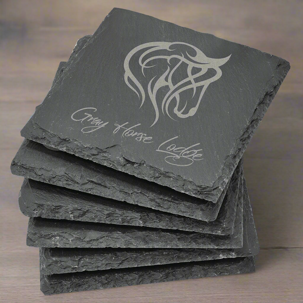 Set of 6 Custom Engraved Slate Coasters